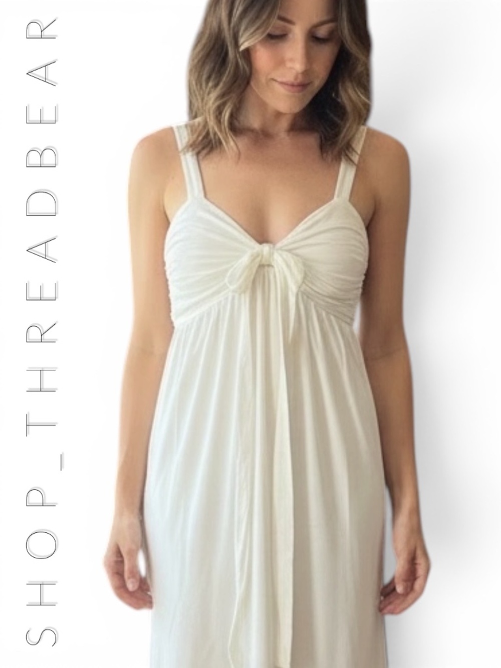 Like New! [Tibi] White Sleeveless Ruched Empire Bubble Midi Dress + Bow | Medium